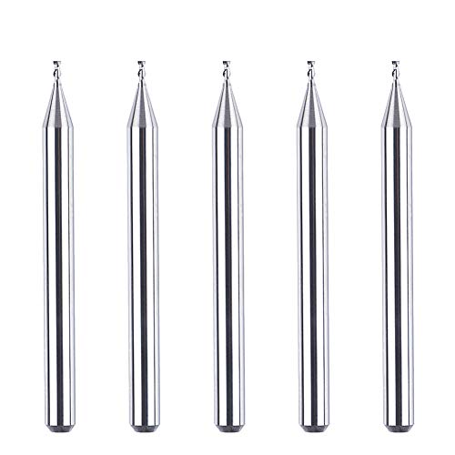 SpeTool 1/8 End Mills for Aluminum 1/32 inch Cutting Diameter 2 Flutes CNC Spiral Router Bits for Aluminum Cut Non-Ferrous Metal Upcut 1.5 inches Long 5 Pieces