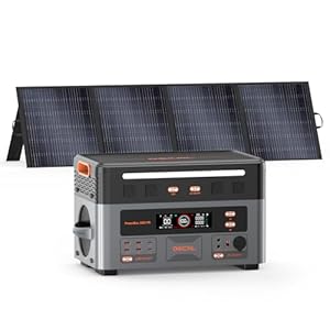 OSCAL 3600W (7200W Peak) Tragbare Powerstation PowerMax 3600PE Mit 200-W-Solarpanel, 2016Wh Solargenerator mit LiFePO4 Akku, 0–80% in 45 Min.Laden, APP, 14 Anschlüsse, USV, Portable Power Station