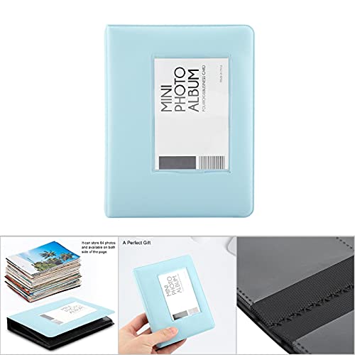 Haofy 64 Taschen Mini Fotoalbum für 7s/8/25/50s/90 Picture Case Aufbewahrung, 3 Zoll Mini Films Book(Blau)