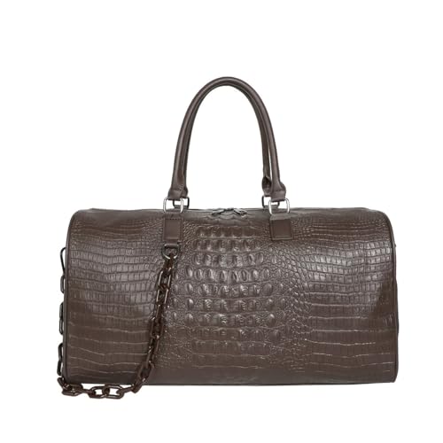 Sac de sport en polyuréthane aspect cuir café finition premium