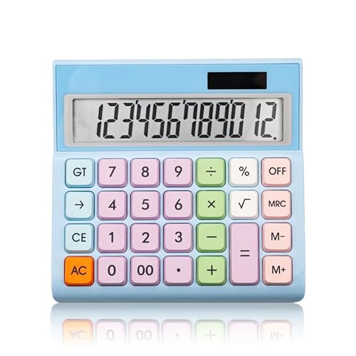 Image of 14 Digital Calculator Count use Student School Stationery Custom Cute Dual Power Real Solar Calculator (Cream)