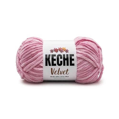Image of Keche Velvet Yarn for Crocheting, Soft Chenille Bulky Baby Blanket Amigurumi Yarn 100 gr (132 yds) - Powder Pink