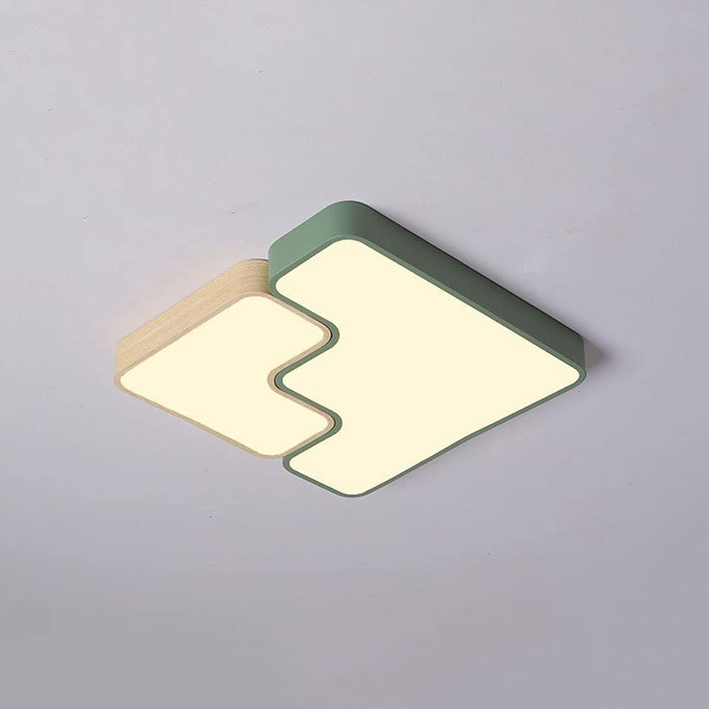 Plafonnier LED carré fer forgé vert 46cm luminaire décoratif plafond