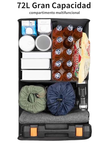 YOHOOLYO Organizador Maletero Coche Plegable 72L Gran Capacidad Organizador de Maletero Almacenaje Coche Compartimento Multifuncional, Impermeable, Antideslizante Estampado Rosa - imagen 3