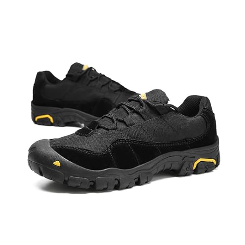 Men's Suede Lace Up Hiking Shoes Comfortable Protective Cap Toe Lug Sole Non-Slip Trekking Outdoor Sneakers Summer Lightweight Casual Walking Shoes4