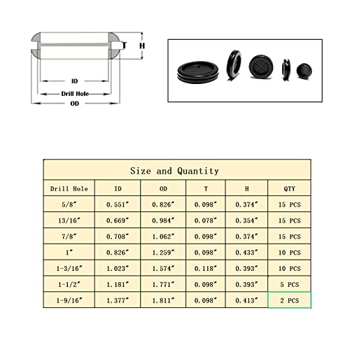 Yufannet YUFANNET-1028 72 Pcs Rubber Grommet Kits,7 Sizes Rubber Grommets thumb #4