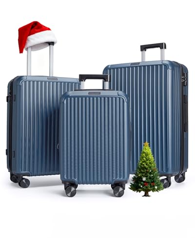 LIGHT FLIGHT Luggage Sets, Durable Hard Shell 3 Piece Set Suitcase with Spinner Wheels, Hardside...