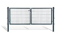 Doppelflügeltore für Stabmattenzaun, grün oder anthrazit, verschiedene Höhen wählbar - inklusive Pfosten und passenden Anschlussstücken (Doppeltor H 100 x B 300 cm, anthrazit)