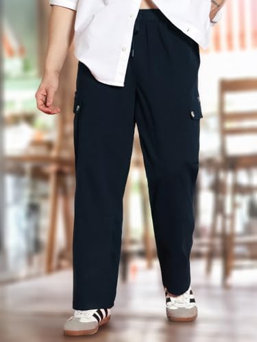 Image of Urbano Fashion Men's Loose Baggy Fit Cargo Jogger Chino Pant with 6 Pockets Stretchable