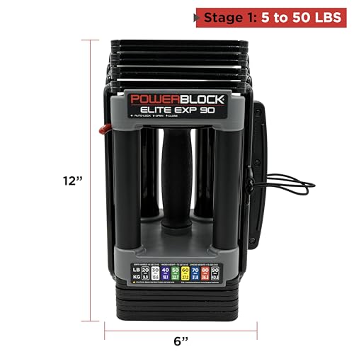 POWERBLOCK Elite EXP - Mancuernas ajustables, se venden en pares, etapa 1, mancuernas de 5 a 50 libras, construcción de acero duradero, equipo de entrenamiento innovador, mancuernas todo en uno, - imagen 6