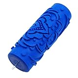 5'' Embossed Flower Pattern Paint Roller Art Decorative Painting Roller Brush DIY Tools Blue - #16,...