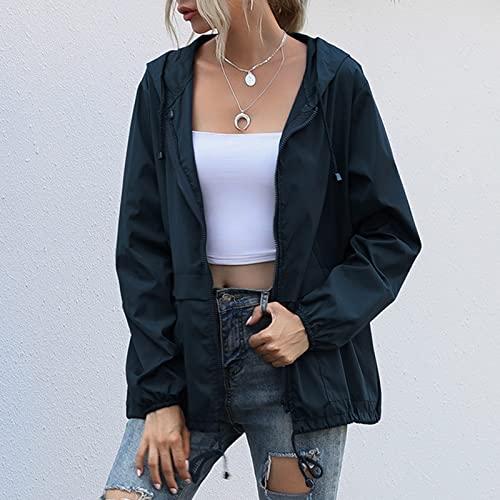 Chaqueta impermeable con capucha para mujer cortavientos casual de montaña 4