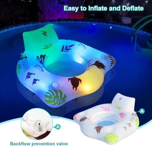 Deeprblu Inflatable Pool Floats Chair With Color Changing Light,Solar Powered Water Floats For Adults With 2 Cup Holders & 2 Armrests, Beach Float Pool Sofa, Pool Raft Lounge Pool Floaties For Adult #TOP5