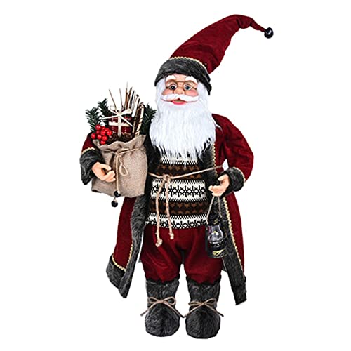 SM SunniMix 45 cm Decorações de Papai Noel em pé Brinquedos de pelúcia Estátua Decoração Árvore Bone