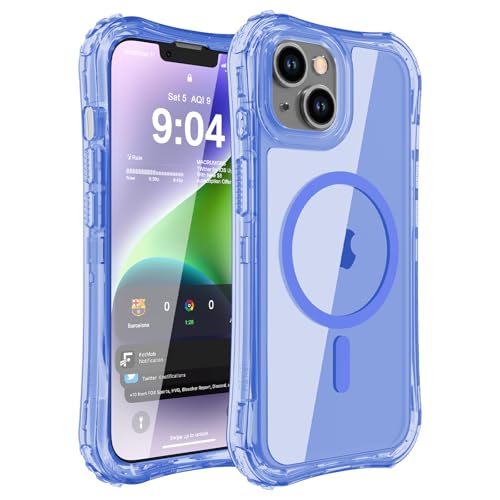 WRJ Magnetic Clear for iPhone 13 Case,iPhone 14 Case,[Compatible with MagSafe][Military Grade Drop Protection] Transparent Full Body Shockproof Protective Phone Case-Ultramarine