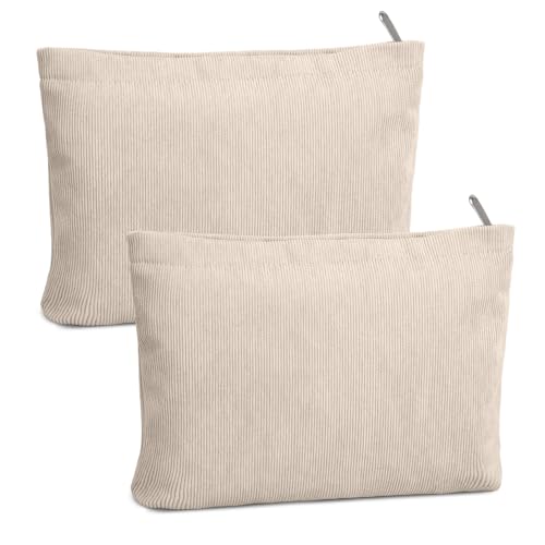 FITDON 2PCS Cosmetic Bags for Women Makeup Bag for Purse Small Corduroy Makeup Pouch Travel Make Up Bag with Zipper Toiletry Bag Organizer