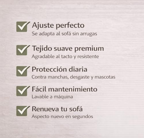 TRAMAS+ Stretch Sofabezug für 2-Sitzer (145–178 cm) – Elastische Sofahusse in Salbeigrün – Perfekter Sitz, rutschfest, Vollständiger Schutz für Sofa mit Armlehnen - Topo