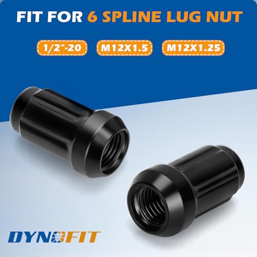 Image of DYNOFIT 6 Point Spline Lug Nuts Key for Wrench with 1 /2 inch Imperial Square Socket Drive,Tuner Socket Key Tool Compatible with 12x1.5 12x1.25 1 /2 inch-20 Thread 6 Spline Lug Nuts,CR-V(Black,1 Pack)