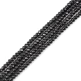 Adabele 27 Inch Natural Jet Black Quartz Healing Gemstone 4mm Small Faceted Rondelle Loose Beads Gem Stone Spacer (240-260pcs) for Jewelry Making GH1R-5