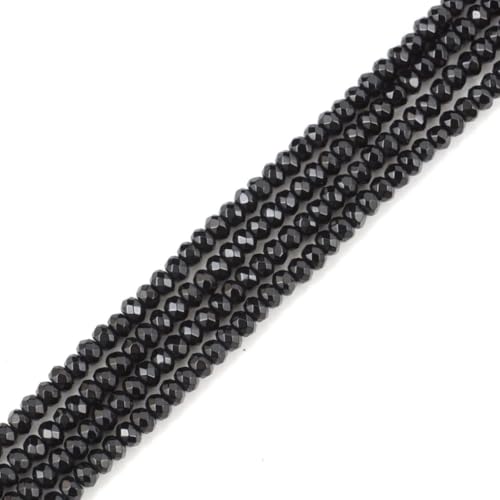 Adabele 40.5 Inch Natural Jet Black Quartz Gemstone 3mm Tiny Faceted Rondelle Spacer Stone Beads