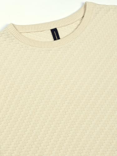Image of Thomas Scott Men's | Textured | Half Sleeve | Slim Fit | 100% Cotton | Round Neck | Casual Tshirt