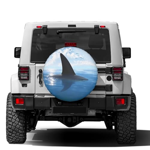 Image of Delerain Shark Fin Spare Tire Covers Waterproof Dust-Proof Spare Wheel Cover Universal Fit for Trailer, RV, SUV, Truck and Many Vehicle (17 Inch for Diameter 31 inch-33 inch)