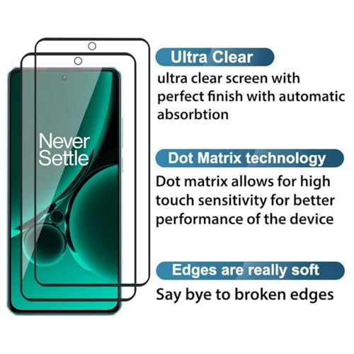 Image of Tempered Glass Screen Protector Compatible with OnePlus Nord CE3 (6.7 Inch), 9H Hardness HD Clear Anti Scratch Bubble Free Easy Installation, Pack of 2