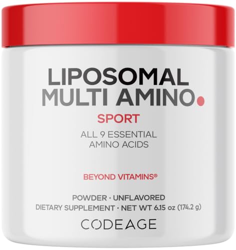 Codeage Liposomal Amino Powder, BCAA & EAA, 9 Essential, Unflavored, 6 oz