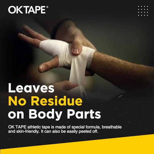 Image of OK TAPE Athletic Tape Finger Tape, Extra Strong Adhesive Sports Tape for Weightlifting, Climbing, Basketball, Volleyball, White 3 Rolls 1.5 inch x 15yds and 1 Roll 0.5in x 15yds
