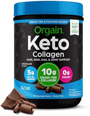 Orgain Keto Collagen Protein Powder, Chocolate - 10g Grass Fed Hy...