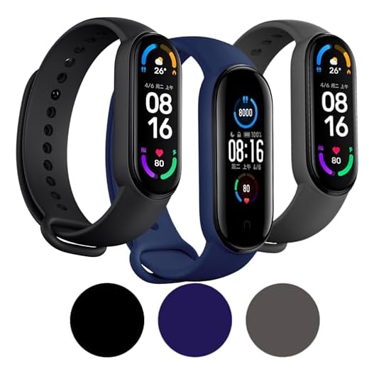 Kit 3 Pulseiras Para Smartband MI Band 5 6 7 Preta,Azul e Cinza com Pino de Metal Resistente