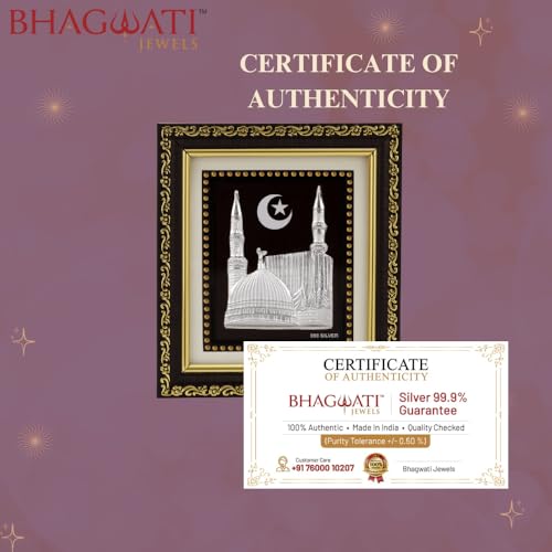 Image of 999Pure Silver Madina Photo Frame for Home & Office | Premium Silver | Frame for Wall Decor | Gifting Item for Festival Gifts | Certificate Included | Tabletop Size 5.5x5 inch