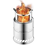 Signstek キャンプストーブ 大型 薪ストーブ ウッドストーブ 二次燃焼 アウトドアコンロ ウッド バーベキューコンロ ネイチャー 焚き火台 五徳 ソロキャンプ ラージ 収納袋付き (直径20×高さ28cm）