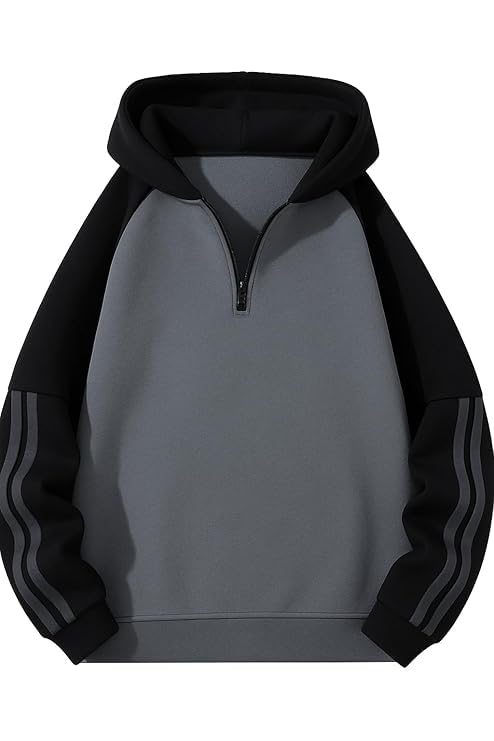 Men's Half Zipper Hooded Sweatshirt | Soft & Comfortable Full Sleeve Hoodie for Men-picture-37