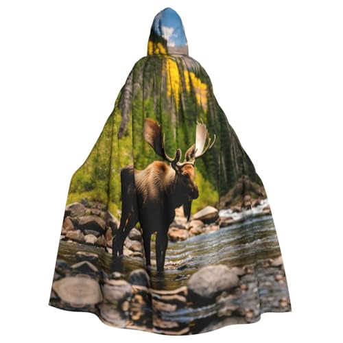 LIXLZH Capa universal con capucha con estampado de oso de ciervo y alce para adultos, disfraz de bruja, disfraz de Halloween, capa de carnaval