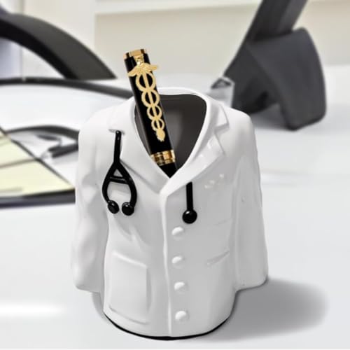 Image of ncgifts Personalized Doctor Coat Pen Stand � Engraved with Name | White | Gift for Doctors, Medical Students, Graduation & Special Occasions