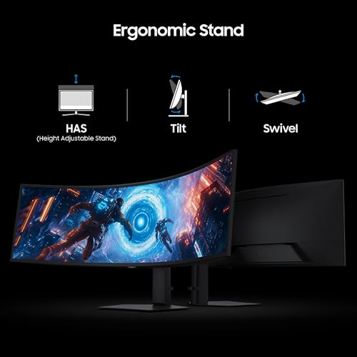 Image of Samsung 49 inch (124 cm) Odyssey G9 Curved Gaming Monitor|Dual QHD 5120 x 1440|144Hz|1ms|VESA DisplayHDR 600|FreeSync Premium Pro|HDR10+ Gaming|PBP|PIP|HAS|LS49FG910EWXXL|Black