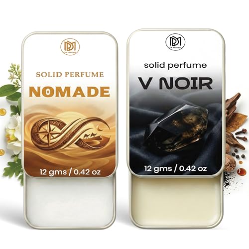 Image of Dr.Mashur Solid Perfume |V Noir&Nomade Alcohol Free Wax Perfume Balm, Long Lasting | Pocket Tin 12g, Pack Of 2| Non Greasy Smooth Glide, Travel Friendly Men And Women