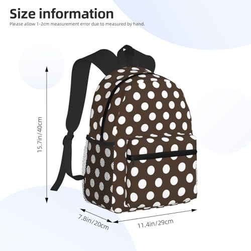 Travel Laptop Backpack for Men Women - 17L Water Resistant Lightweight Beach Backpack with Laptop Compartment, Dark Brown Polka Dot Print (a) Travel Bag with Adjustable Carry Straps2