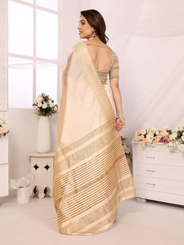 Image of StyleScope Women's Assam Silk Saree Jacquard Bordered With Cotton Blend Unstitched Blouse Piece (Assamm Free Size)