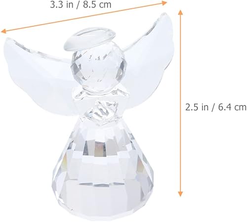 Miniatura 4 de COHEALI 2pcs Crystal Angel Figurine Paperweight Glass Guardian Angel Statue for Women Art Collectible Figurines Hand Blown Glass Art Angel