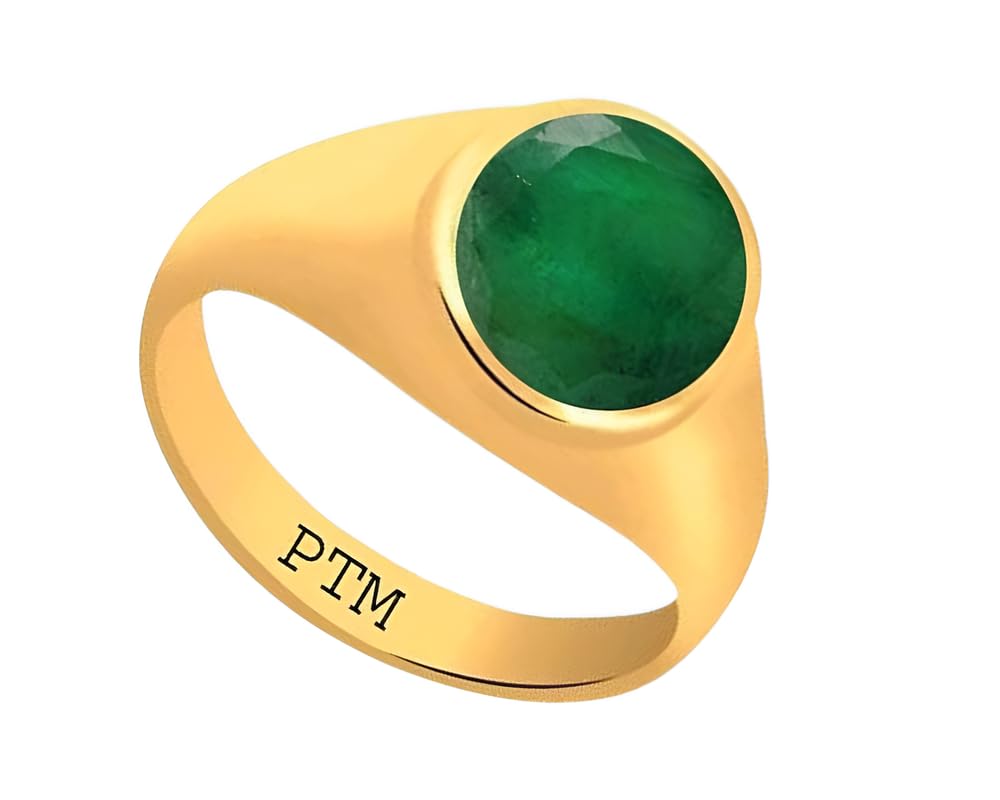 Panchdhatu (5 Metals) Emerald (Panna) 3.25 Ratti to 10.25 Ratti or 3 Cts to 9.35 Cts Certified Gemstone 22 k Gold Plated Ring for Men & Women-image-37