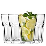 Premier Housewares Luxor Glass Tumblers Set of 4 – 360ml Clear Drinking Glasses – Highball Water Juice Glass Cups – Dishwasher Safe Everyday Kitchen Glassware 8 x 8 x 12 cm
