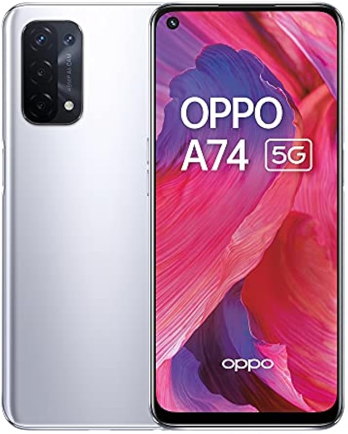 Oppo A74 5G Dual CPH2197 128GB 6GB RAM Factory Unlocked (GSM Only | No CDMA - not Compatible with Verizon/Sprint) International Version - Space Sliver