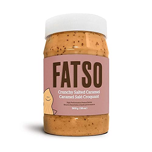 FATSO Crunchy Salted Caramel Peanut Butter - High Performance Natural Peanut Butter w/ Plant Based Superfats - MCT Oil, Avocado Oil, Flax, Sweet Tapioca & Chia Keto-Friendly Nut Butter
