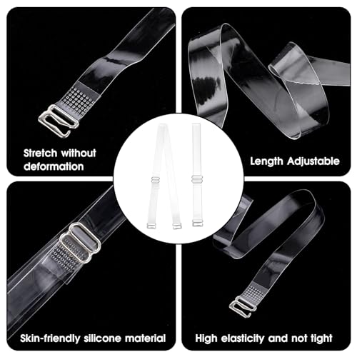 Image of KALIONE Clear Bra Straps, Invisible Non-slip Transparent TPU Adjustable Shoulder Replacement Straps for Women Girls