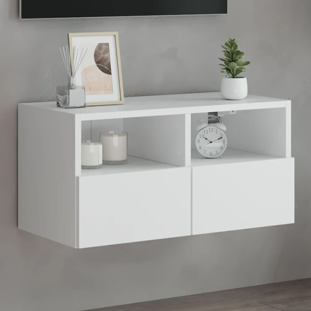 Mobile TV a parete bianco 60x30x30 cm legno Cosite design moderno spazio-cantare Sto per soggiorno facile montaggio Slish Home Fur