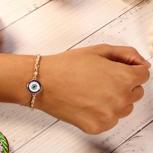 Image of Salty Rakhi for Brother & Bhaiya Bhabhi | Wrist Band Gift Pack for Sister, Bro, Bhaiya and Bhabhi | Bracelet for Men, Women | Fancy Jewellery Combo Gifts | Gift for Rakshabandhan | Traditional Rakhi Gift