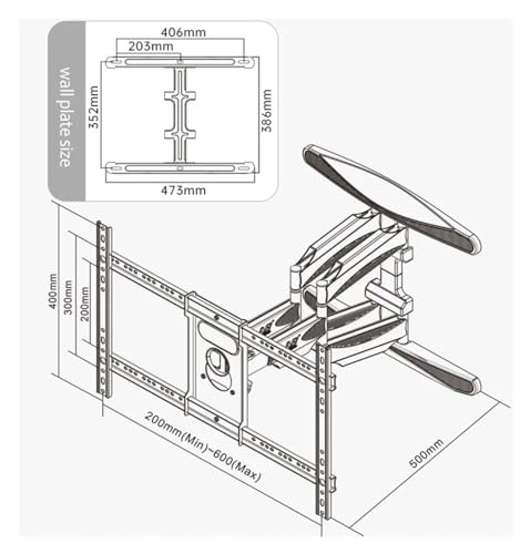 Support de montage mural TV rétractable LCD 55 70 85 pouces VESA 600x400 - 3