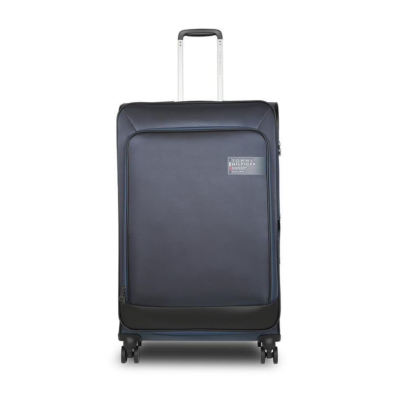 tommy hilfiger Westfield Unisex Polyester Soft Luggage - Navy+Black 81CM Large Trolley TSA Lock-picture-33